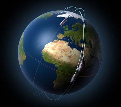Орбиты космических аппаратов миссии ESA SWARM. 