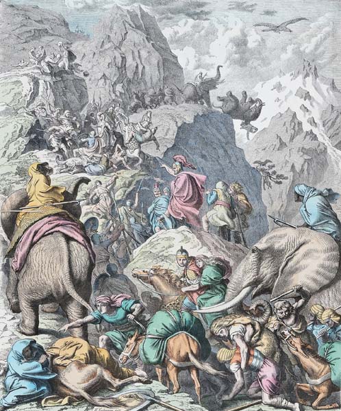 Переход карфагенян через Альпы. Рисунок Генриха Лёйтеманна / Public domain.