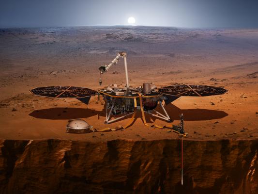 Как должен выглядеть InSight на поверхности Марса. Иллюстрация NASA.