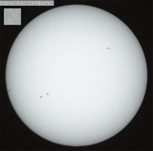 Фотография Солнца, полученная 2 июня 1998 года в обсерватории Big Bear (США).