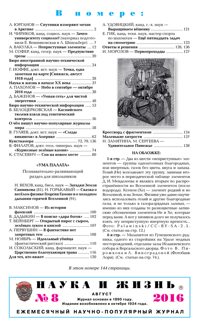 Содержание № 8, 2016